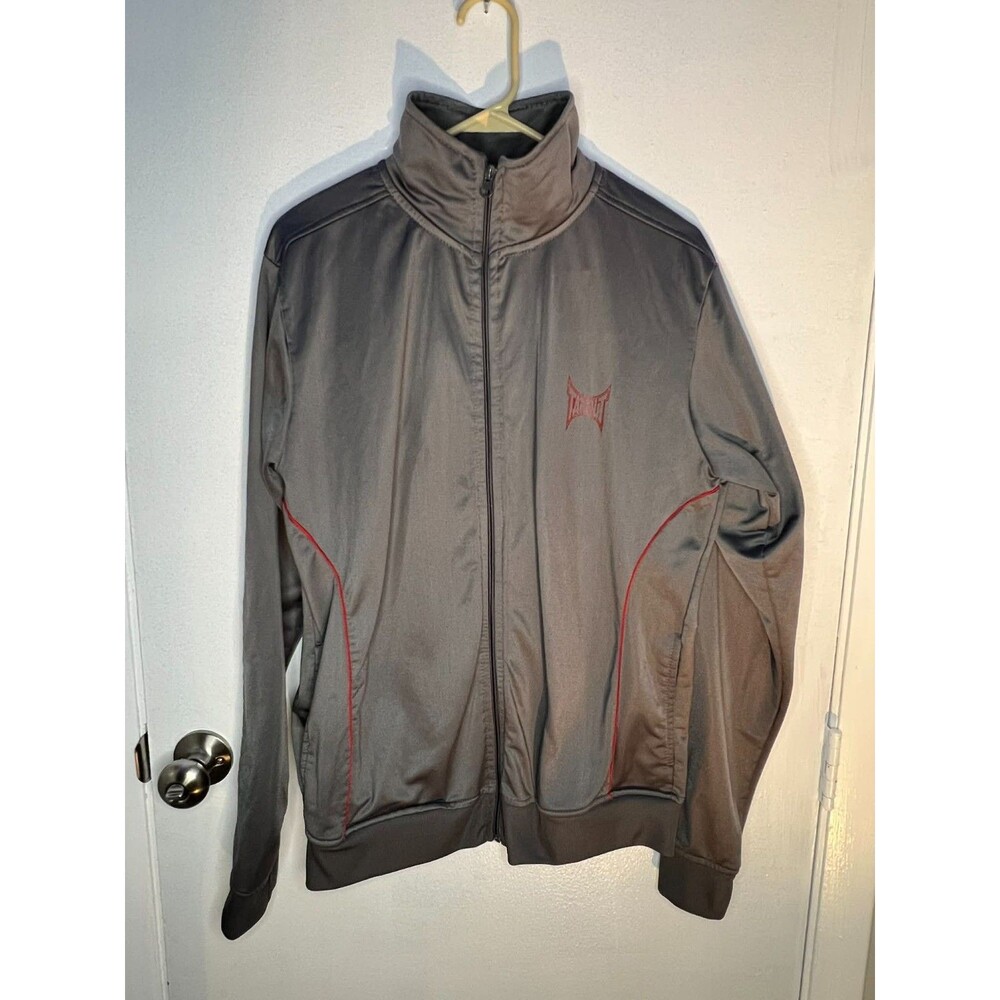 Vintage Tapout Jacket Mens Grey Full Zip Spell Out Logo UFC MMA Y2K Medium